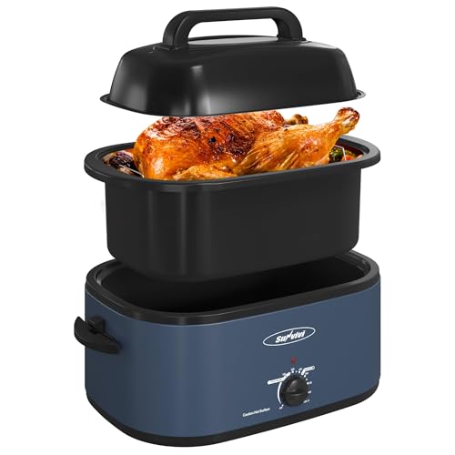 Electric Roaster Oven 22 Quart Large Capacity with Self-Basting Lid - Blue Variation
