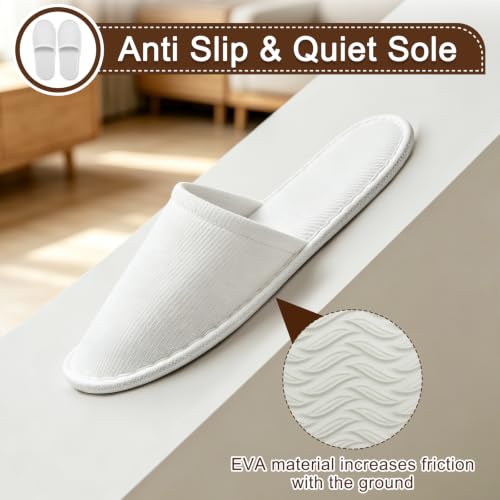 Nexboraque 30 Pairs Disposable Spa Slippers - White, Medium, Universal Size for Hotel Guests