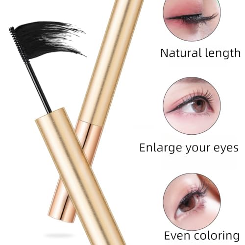 Black Waterproof Mascara for Volume and Length, Ultra-Precise Brush for Tiny and Lower Eyelashes, Natural Defining Curling Long-Lasting Eyelashes,Clump-Resistant, Smudge-Proof