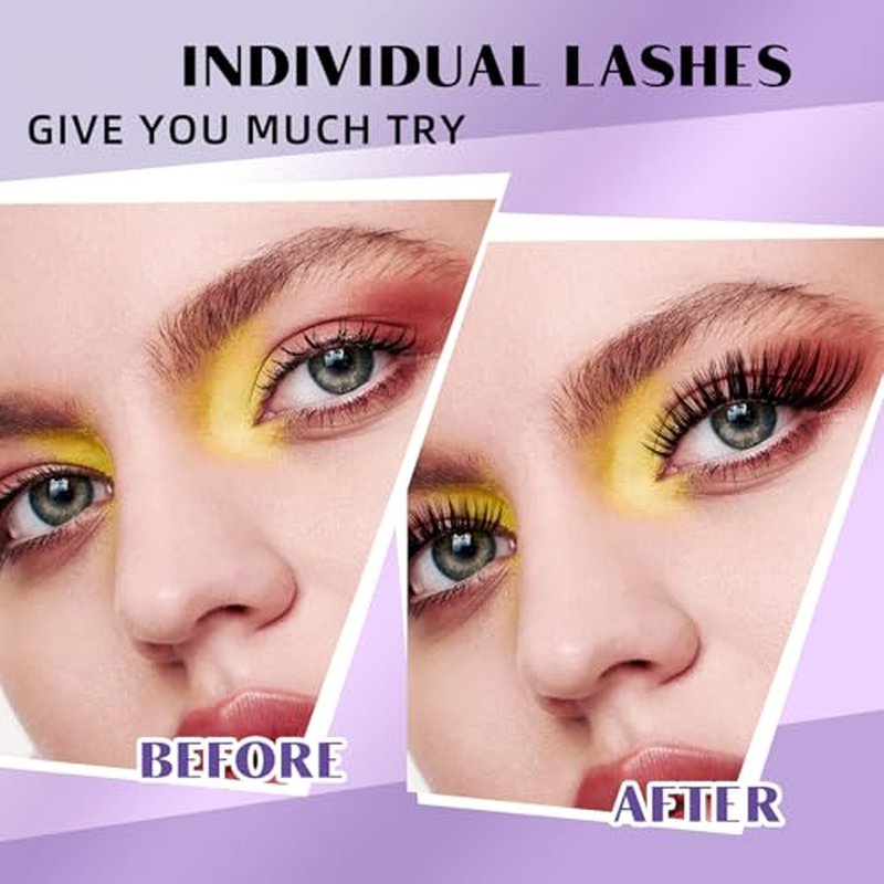 DIY Lash Extension Kit 280pcs Individual Lashes Cluster D Curl Eyelash Extension Kit Lash Clusters with Lash Bond and Seal and Lash Applicator Tool for Self Application (KIT,40D+50D-0.07C-9-16MIX)