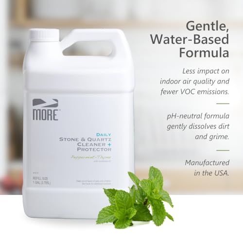 MORE Surface Care Peppermint-Thyme Stone & Quartz Cleaner + Protector Refill 128oz - Water-Based Multi-Surface Spray