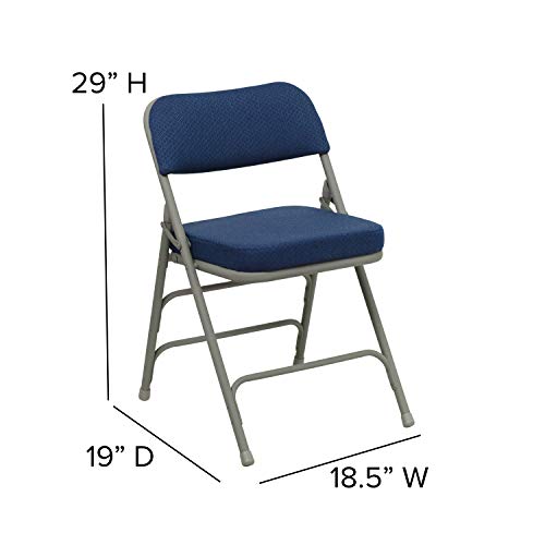 Navy Fabric & Gray Frame Folding Chairs Set of 2 - Heavy-Duty, Padded, Portable