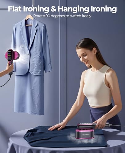 YOZLNFO Glossy Purple & Grey Travel Garment Steamer, Portable Handheld Iron 110V