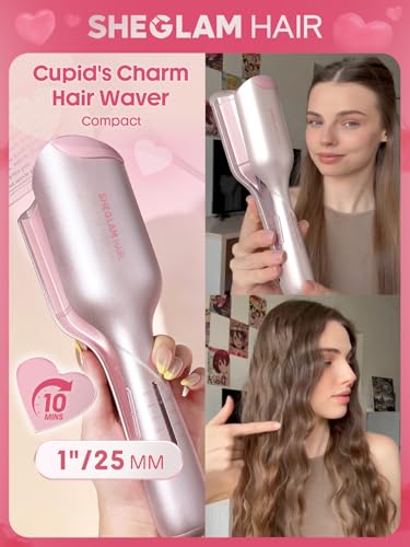 SHEGLAM Pink 1-Inch Beach Wave Hair Waver - Hair Styling Tool for Waves