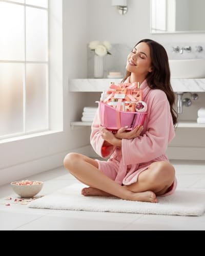 Strawberry Spa Gift Basket Set for Women - Bath & Body Care Kit