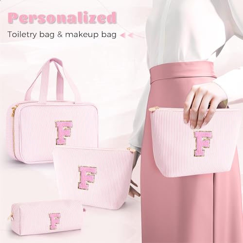 Pink Personalized Toiletry & Makeup Bag Set for Teen Girls - Fystdtote
