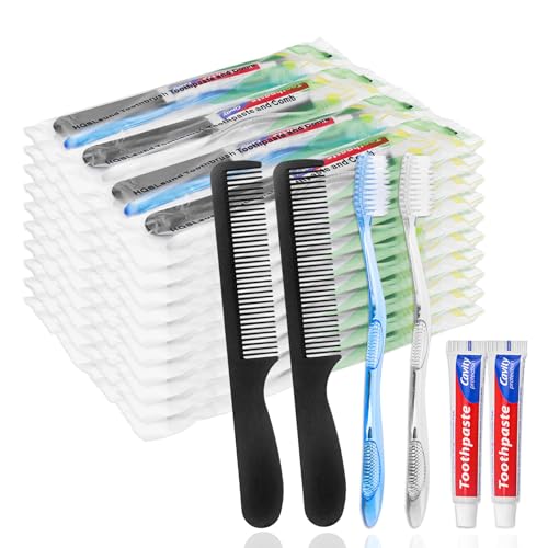 100 Pack Disposable Toothbrushes with Toothpaste and Comb for Travel and Homeless Aid - Variation of THIS listing
