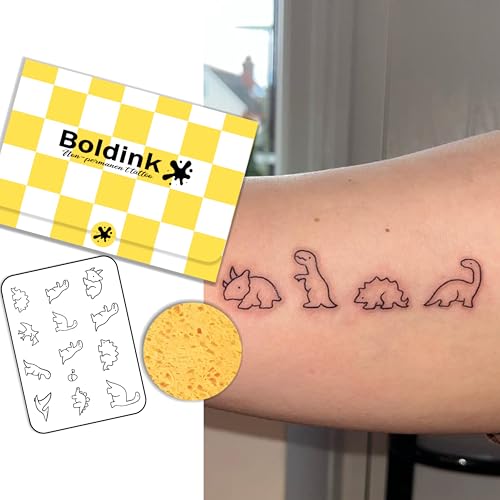 Semi-permanent Tattoos,Realistic Fake Tattoos,Last 7-15 Days,Waterproof Non-reflective Temporary Tattoo Stickers,Cruelty-free,Uniquely Designed Exquisite Packaging(Dinosaurs)