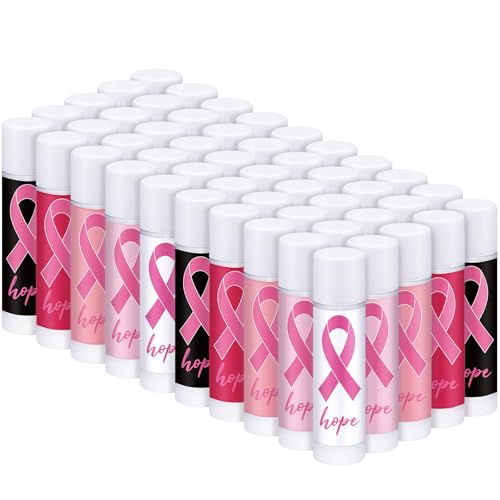 Breast Cancer Awareness Lip Balm Set - Pink Ribbon Party Favors, 50 Pack