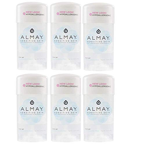 Almay Sensitive Skin Clear Gel Deodorant - Fragrance-Free, 2.25 oz, Pack of 6
