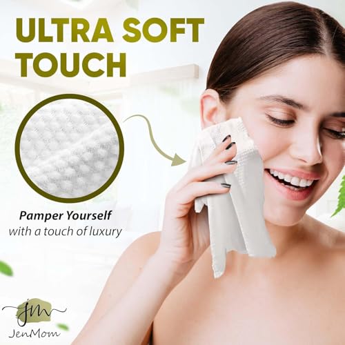 Disposable Face Towels ? 100 Count (2 x 50 Boxes) XL 10¡±x12¡± Biodegradable Dry Wipes | Ultra Soft, Lint-Free, Dual-Texture Face Cloths | Chemical-Free, Fragrance-Free Facial Towels for Sensitive Skin