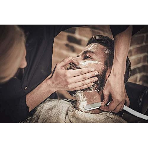 Professional Straight Razors For Men - Barber Razor Straight Edge Razor Kit For Close Shave - Beard Cut Throat Safety Razor Navajas Para Barbero Shavette - 10 Shaving Blades By Krisp Beauty White