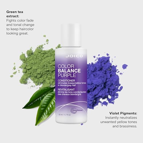 Joico Color Balance Purple Conditioner | For Cool Blonde or Gray Hair | Eliminate Brassy Yellow Tones | Boost Color Vibrancy & Shine | UV Protection | With Rosehip Oil & Green Tea Extract