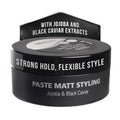 Black Caviar Matte Styling Paste for Men - Strong Hold, Non-Greasy Hair Wax with Jojoba, 85ml