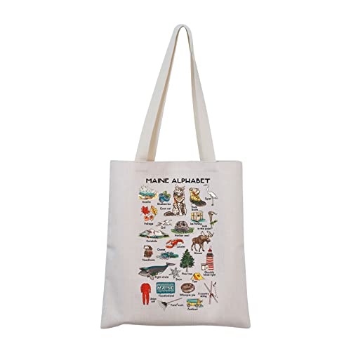 MNIGIU Maine State Tote Bag Maine Camping Gift Maine Keepsake Gift for Native Mainer (Maine Tote)