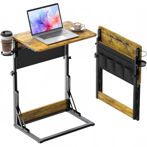 HUANUO Adjustable TV Tray Table with Cup Holder & Storage Bag