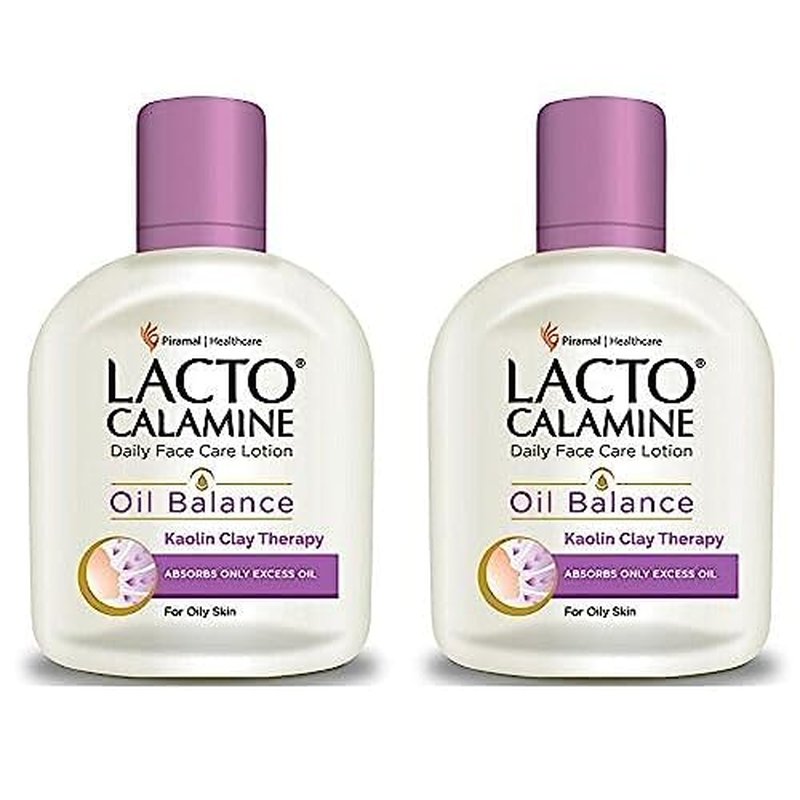 Lacto Calamine Daily Face Moisturizing Lotion for Oily Skin, Pack of 2, 4.06 Fl Oz (120 ml), for Pimples, Acne, Dark Spots, and Blackheads