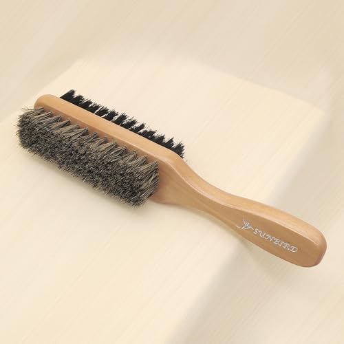 Premium Dual-Sided Beard Brush for Men with Bristle and Nylon Bristles, Professional Grooming Tool for Softening and Styling with Beard Oil, Balm, Wax, Must-Have for Beard Care Kit
