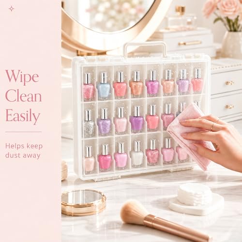 White 48-Slot Nail Polish Organizer Case for Gel & Regular Polish - 150 Count
