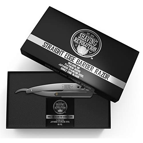 Straight Edge Barber Razor for Close Shaving - Professional Straight Blade Razor for Men with 100 Single Edge Blades- Mens Straight Razor Kit