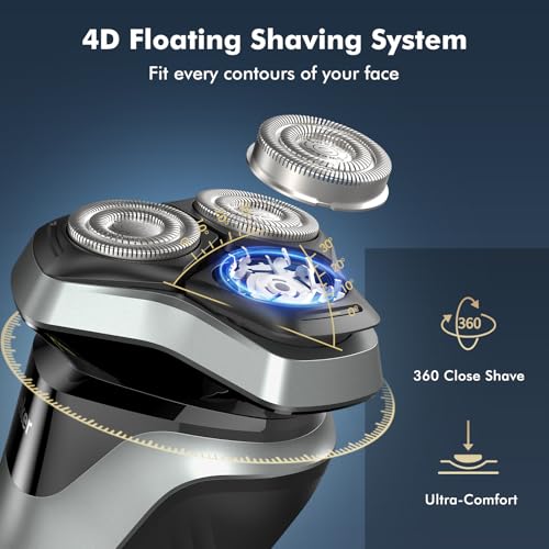 Electric Razor for Men, Rechargeable Electric Shaver with Pop-up Trimmer for Sideburns Trimmer, Wet Dry Cordless Electric Shaver, Travel Lock, IPX6 Waterproof