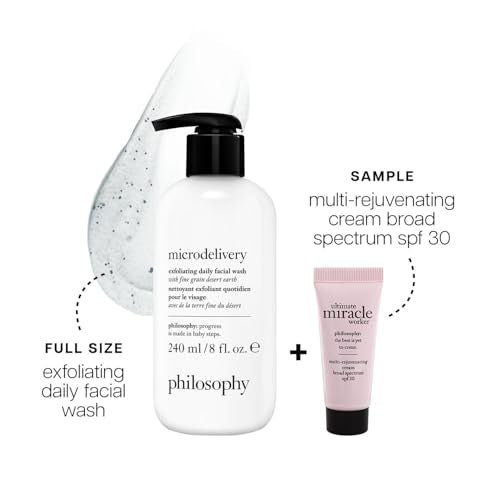 Philosophy Microdelivery Exfoliating Facial Wash 8.24 Fl Oz – Gentle Daily Cleanser with Fine Grain Desert Earth & Amino Acids
