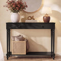 VASAGLE 39.3-Inch Console Table with Solid Wood Legs - Ink Black, Narrow Entryway Sofa Table, 11.8" Deep