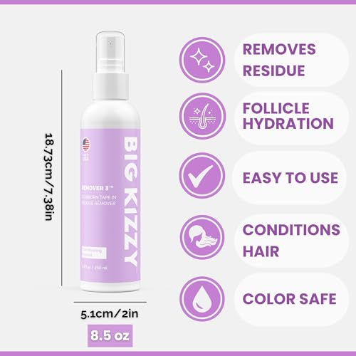 Big Kizzy Remover 3 for Recon & Residue - 8oz (Pack of 1) - Adhesive & Tape Extension Remover