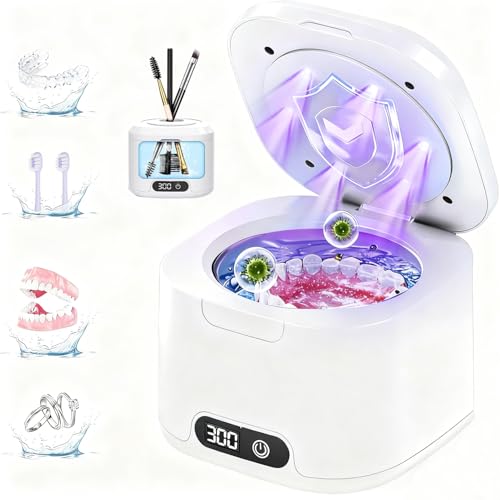 Pozlle Ultrasonic Retainer Cleaner Machine White-1 49kHz Dental & Oral Appliance Cleaner