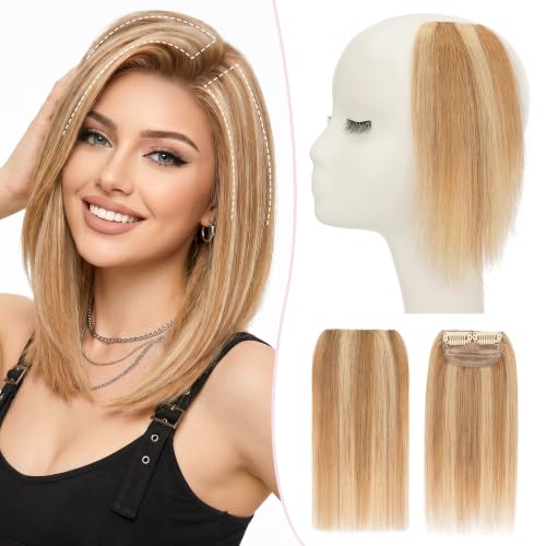 2 Pcs Clip-In Hair Volumizer Short Extensions - 6 Inch Golden Brown & Bleach Blonde