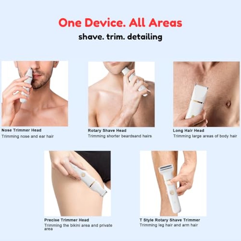5-in-1 Bikini Trimmer for Women, Waterproof Electric Shaver & Electric Razor for Women, Cordless Hair Trimmer with 5 Heads, Rechargeable Wet/Dry Use Womens Shaver