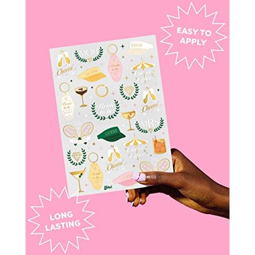 xo, Fetti Bachelorette Party Club Bride Temporary Tattoos - 48 Foil Styles | Bach Party Decoration, Bridesmaid Favor, Bride to Be Gift + Country Clubs & Cocktails, Vacation