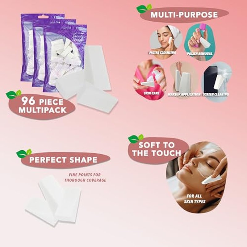 Earth & I - 128pc *PRE-CUT* Cosmetic Wedges for Makeup, Triangle makeup sponge, Disposable makeup sponges, Make up wedges sponges, ombre sponge for nails, face painting sponges, makeup wedges for pro