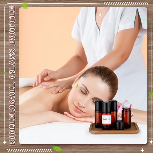 50ml Glass Roller Bottles for Essential Oils - Refillable & Leakproof Set