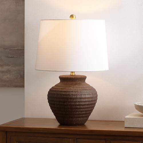 SAFAVIEH Ledger Table Lamp - 22.5 Inch Coastal Dark Brown Bedside Lamp