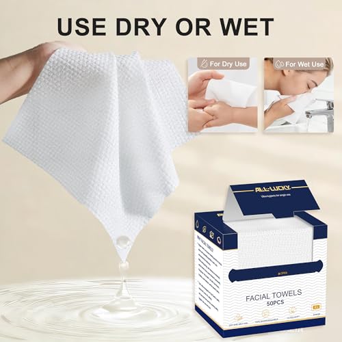 Disposable Face Towels XL 10x12 Biodegradable Wash Cloths 100 Count - 2 Packs of 50