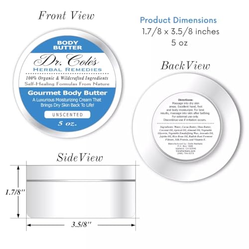Organic Unscented Body Butter for Dry Skin - Hand, Foot & Full Body Moisturizer