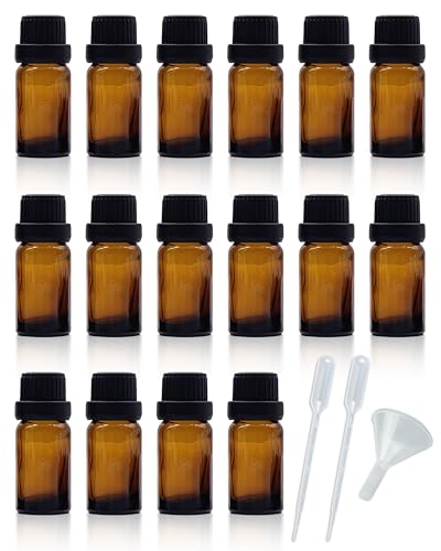 10ML Amber Glass Essential Oil Bottle with Orifice Reducer Cap - 50 Pack