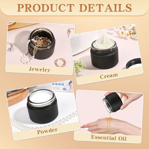 Frosted Black Glass Cosmetic Jars with Airtight Lids - 2oz (Variation of THIS listing)