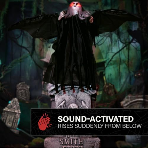 36-Inch Haunted Winged Creepy Girl Animatronic Halloween Decor