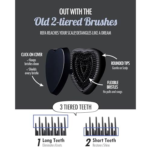 ReFa HEART BRUSH ROSE GOLD | Heart Shaped Detangling Brush for Women | Small Hair Brush for Thick Hair | Hair Detangler Brush Travel