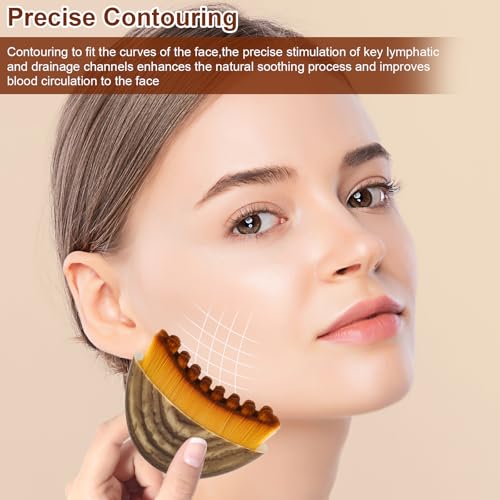 New Lymphatic Contour Face Brush, Contour Face Brush Lymphatic Drainage Massager, Ergonomically Designed Double Chin Reducer to Fit The Skin Precisely, Suitable for All Skin Types
