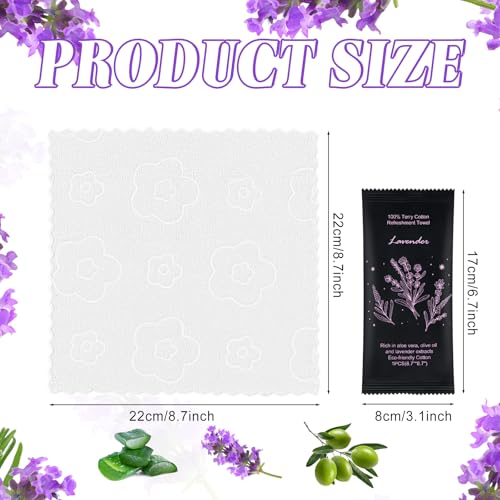 Lavender Moist Cotton Towelettes Bulk Pack of 50 - Hot or Cold Compress