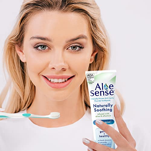 AloeSense Natural Toothpaste for Sensitive Teeth & Gums - 5oz Pack of 3 - Aloe Vera & Allantoin