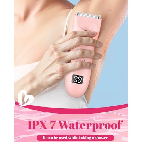 2in 1 Bikini Trimmer Electric Razors for Women with LED Light£¬Rechargeable Body Pubic Hair Trimmer Women with LCD Display, Lady Shaver for Leg/Arms/Bikini,Waterproof, Gift for Woman
