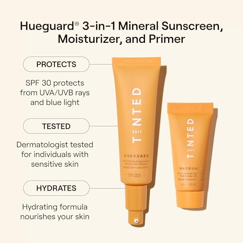 Live Tinted Hueguard: 3-in-1 Travel Duo - Mineral Sunscreen, Moisturizer, & Primer for Face and Body - Hydrate and Protect the Skin Year Round - SPF 30 to Protect Against UVA/UVB Rays