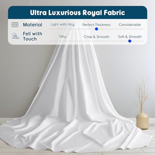 SONORO KATE 800 Series King Bed Sheets - White Egyptian Cotton Sateen