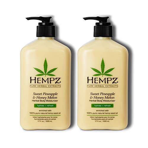 Hempz Pineapple & Honey Melon Body Lotion Bundle - Moisturizing Skin Care with Jojoba, Vitamins A & E, 17 oz x 2