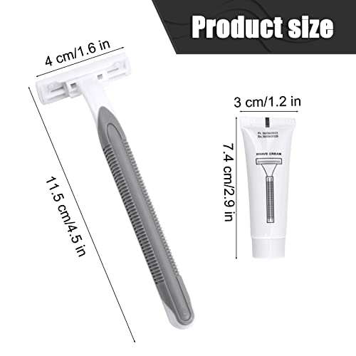 Disposable Razors in Bulk Pack of 30,Gray Bulk Razors Disposable Individually Wrapped Twin Blade Disposable Shaving Razors with Shaving Cream and Clear Cap Set for Homeless,Hotel,Charity,Travel