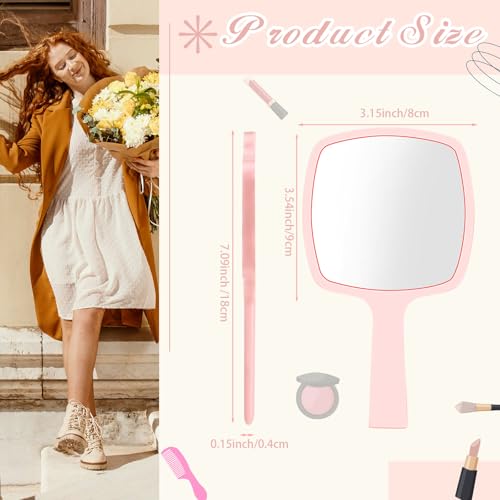 50 Pcs Small Handheld Mirrors with Handle - Multicolor Travel Makeup & Vanity Glass